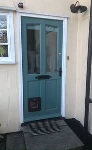 Cat flap into wooden door